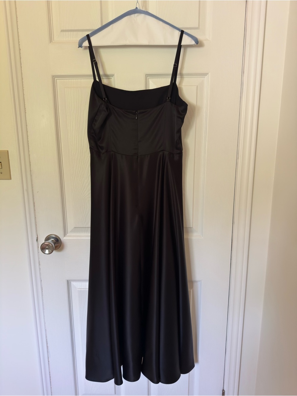 Reformation Black Satin Gracen Spaghetti-Strap Midi Dress - Picture 9 of 13